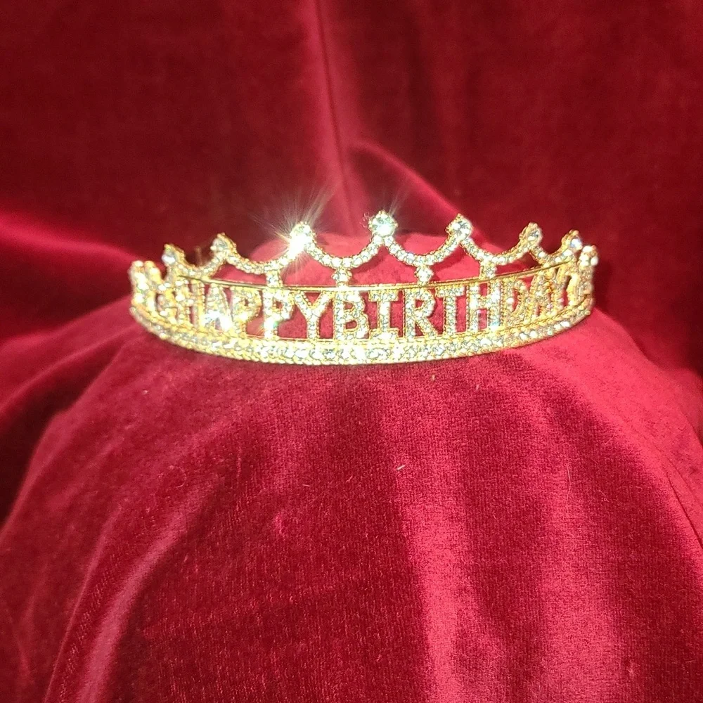 Tiara Rhinestone Queen Birthday Princess Quinceanera NWT Goldtone Adult Teen